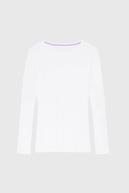 Close-up of the luxurious fabric texture of the women's cotton modal blend t-shirt, highlighting its softness and breathability.