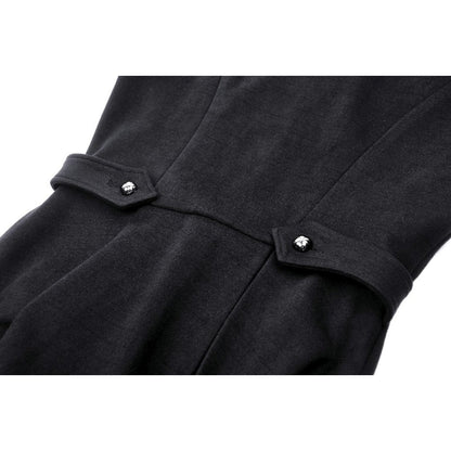 Close-up view of the intricate lace detailing and decorative buttons on the Dark In Love Lorelei Tail Coat, highlighting gothic-inspired elegance and craftsmanship.