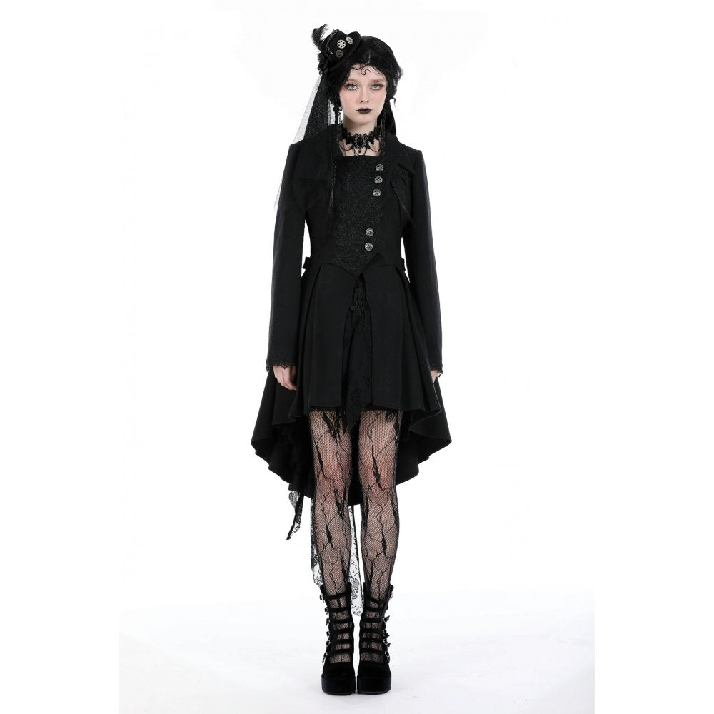 Styled outfit featuring the Dark In Love Lorelei Tail Coat, paired with gothic accessories for a complete luxurious and elegant gothic appearance.