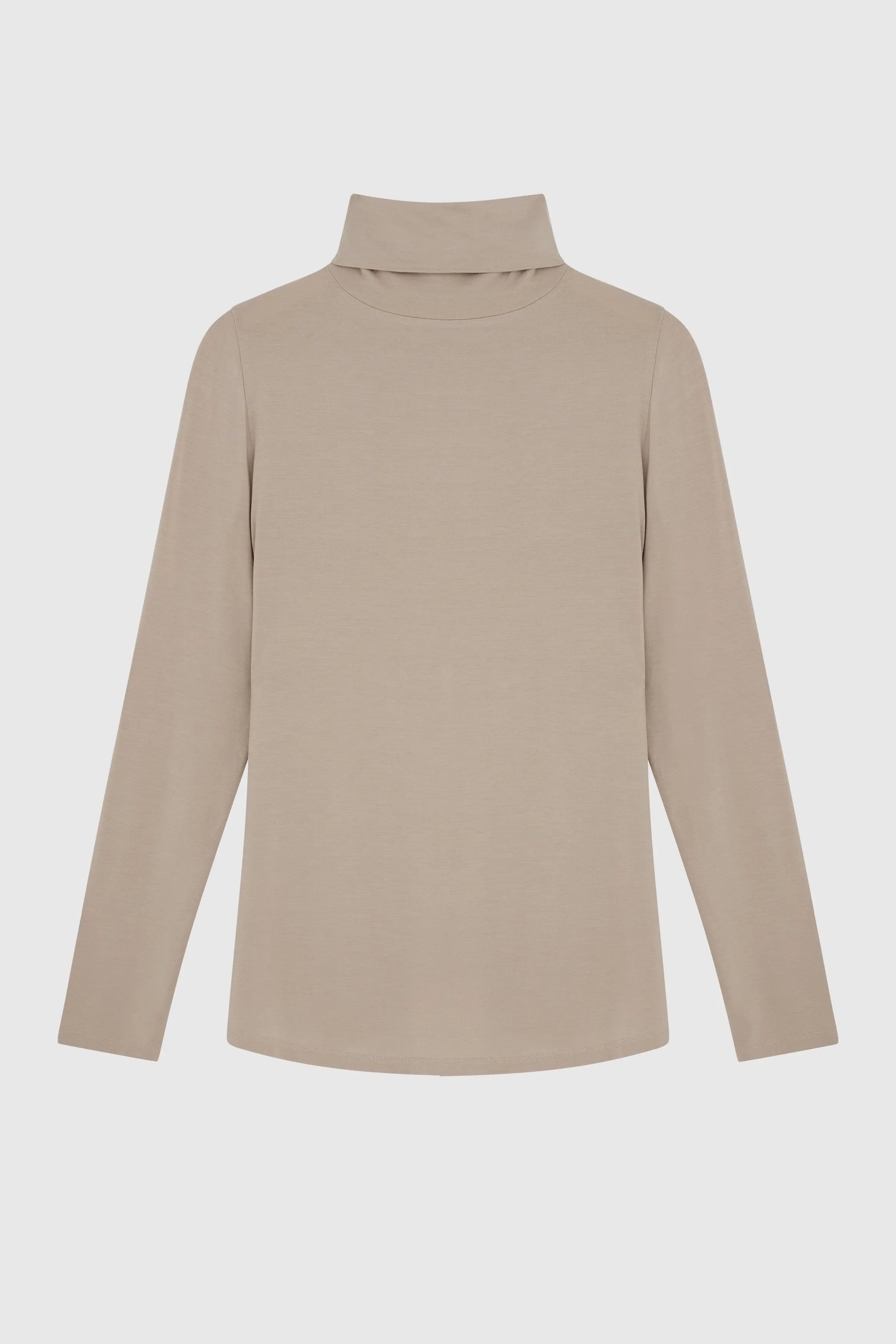 Luxurious Women's Roll Neck Top in TENCEL™ Micro Modal showcasing elegant drape and exquisite softness, ideal for sophisticated layering.