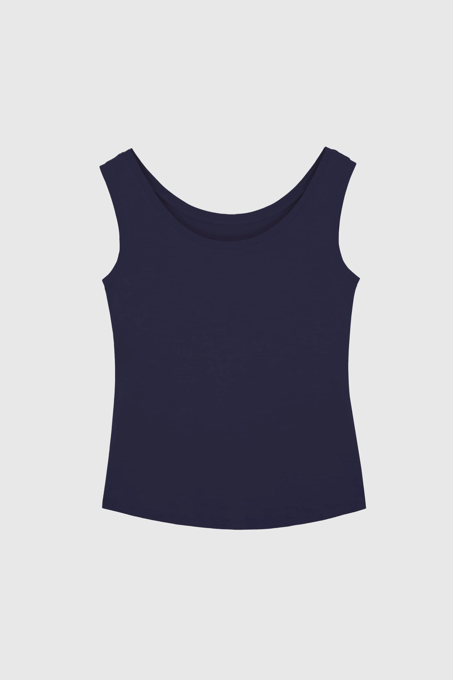 Stylish Women's Sleeveless Vest Top showcasing a classic scoop neckline, designed for a flattering silhouette in sizes 8-16.