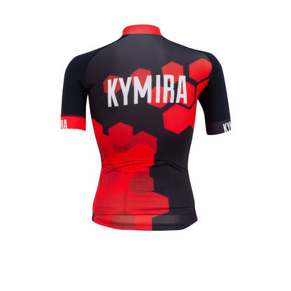 Men's KYMIRA Infrared PrO2 Cycle Jersey in a sophisticated hybrid race fit, offering SPF 35 sun protection, perfect for elite cyclists seeking premium comfort and performance.