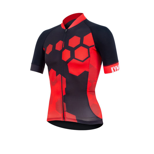 KYMIRA Men's KYMIRA Infrared PrO2 Cycle Jersey, showcasing hybrid race fit design for optimal performance and comfort, SPF 35 sun protection.