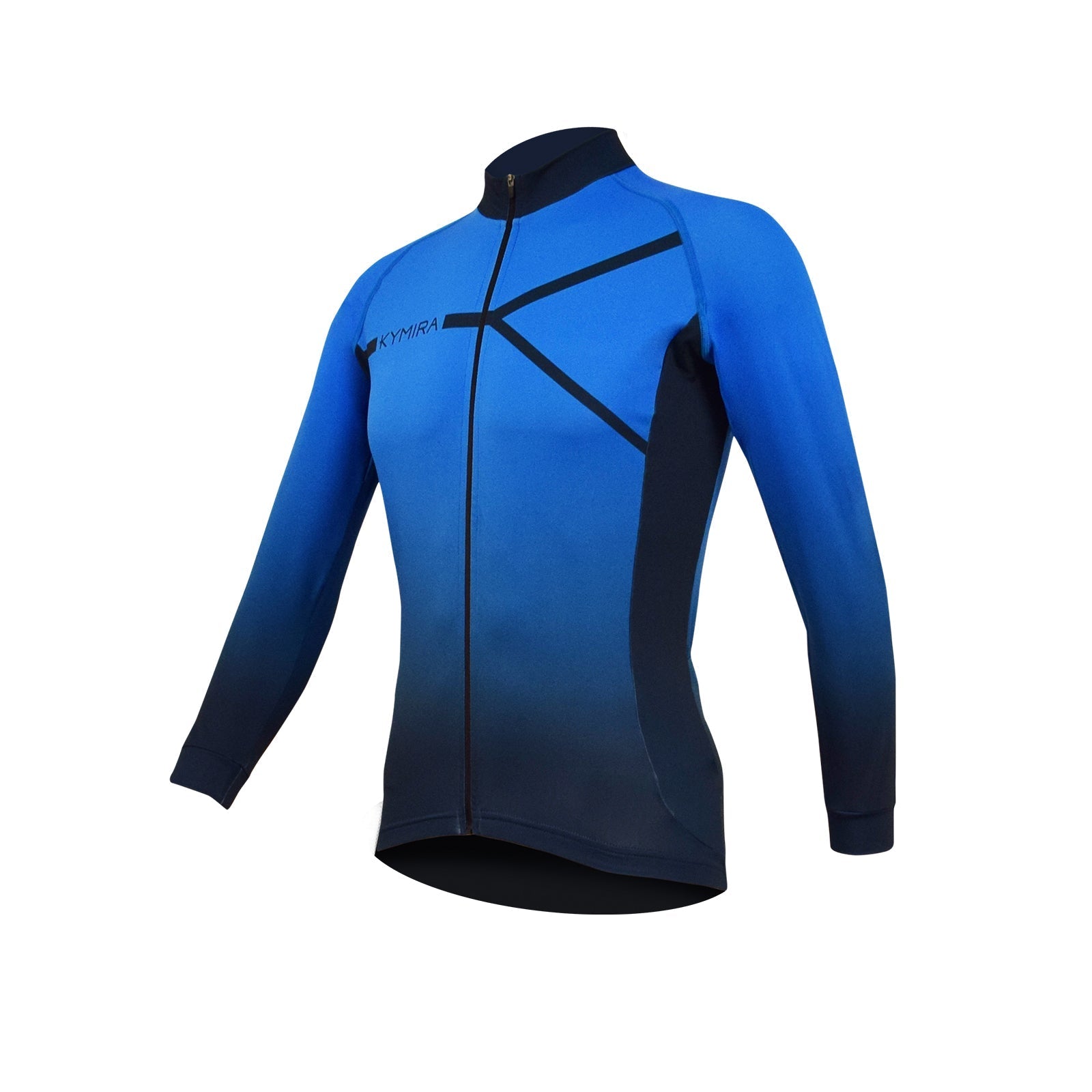 Stylish view of KYMIRA Men's Infrared PrO2 Long Sleeve Cycling Jersey expertly designed for performance and recovery in luxury cycling apparel.