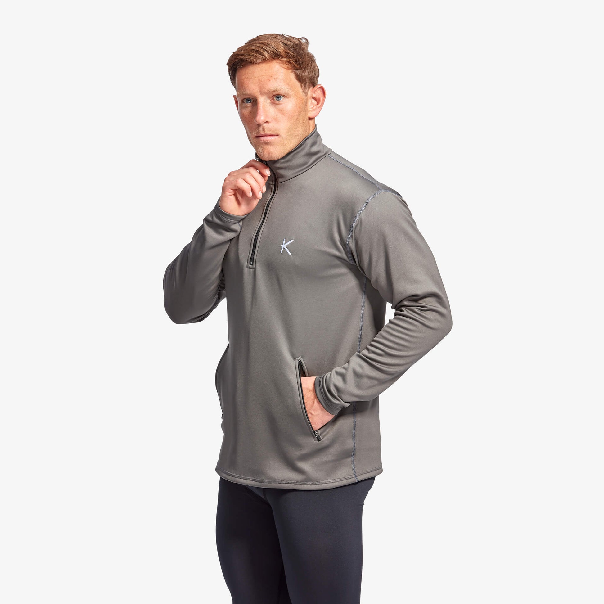 Men's KYMIRA Infrared Infracycle™ Half Zip Fleece displayed in various sizes from XS to XXL, tailored for optimal performance.