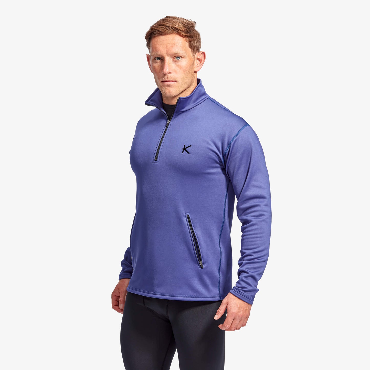 Men's KYMIRA Infrared Infracycle™ Half Zip Fleece highlighted with a high collar for warmth and water-repellent features, ideal for outdoor activities.