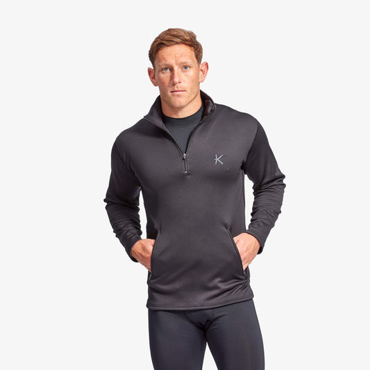 Luxurious Men's KYMIRA Infrared Infracycle™ Half Zip Fleece in a stylish active fit, featuring a brushed inner fleece for ultimate comfort, designed for both performance and elegance.