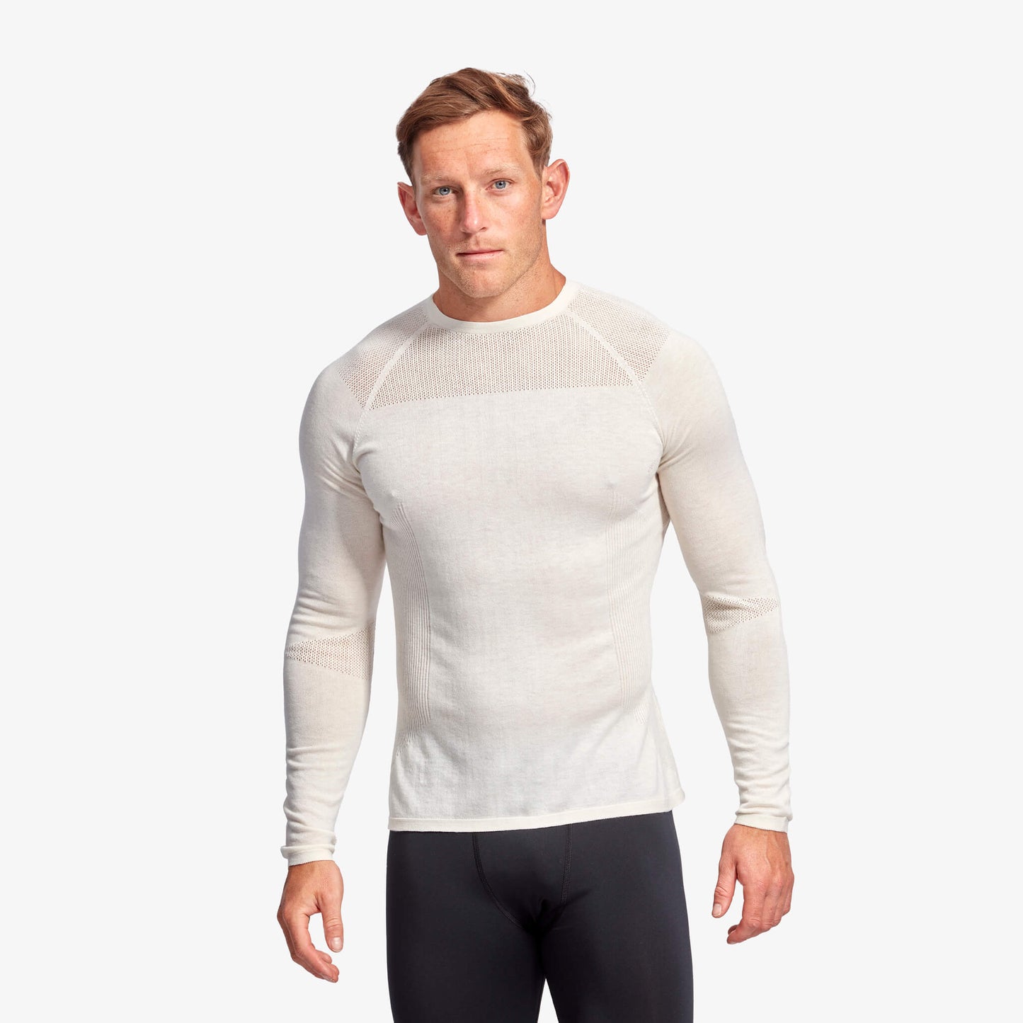 Luxurious men's eco-friendly infrared merino baselayer top by KYMIRA, designed for advanced thermoregulation and optimal performance.