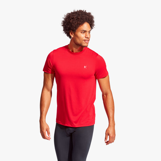 KYMIRA Men's Infrared Recovery T-Shirt showcasing sleek design for enhanced performance and comfort in luxury fabric.
