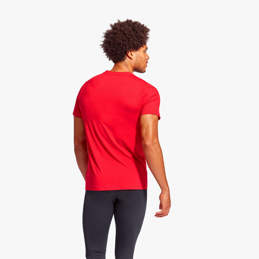 Close-up of KYMIRA Men's Infrared Recovery T-Shirt featuring structured panels for maximum mobility and luxurious comfort.
