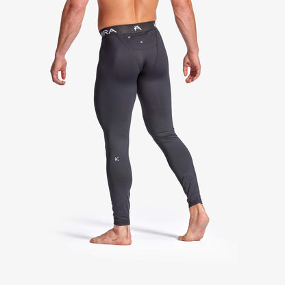 Close-up of KYMIRA Men's Core Infrared Leggings showcasing the high-quality fabric and seamless design for optimal comfort during workouts.