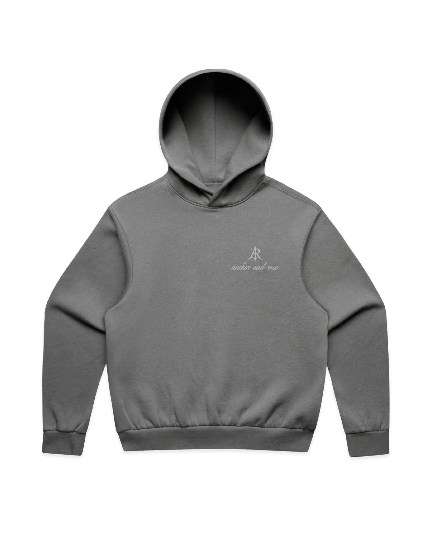 Luxurious Box Minus Hoodie by Anchor and Rose Apparel in a relaxed fit, showcasing mid-heavy 350 GSM cotton blend.