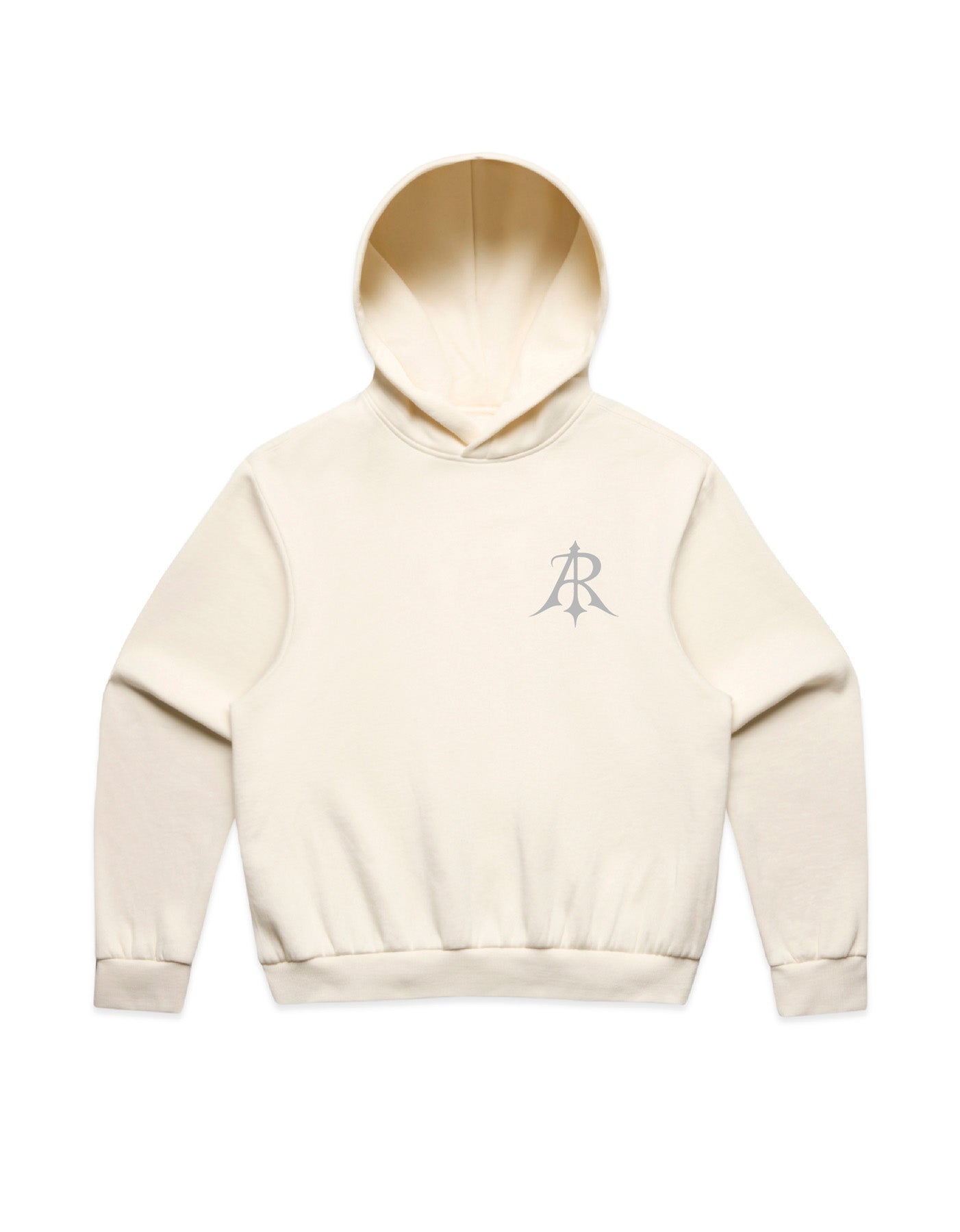 Crest Box Minus Hoodie in stylish black, designed by Anchor and Rose Apparel, featuring a boxy silhouette for a contemporary aesthetic.