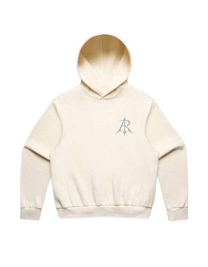 Crest Box Minus Hoodie in stylish black, designed by Anchor and Rose Apparel, featuring a boxy silhouette for a contemporary aesthetic.