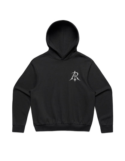 Luxurious mid-heavy weight fleece detailing of Crest Box Minus Hoodie from Anchor and Rose Apparel, showcasing comfortable and sustainable design.