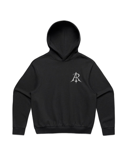 Luxurious mid-heavy weight fleece detailing of Crest Box Minus Hoodie from Anchor and Rose Apparel, showcasing comfortable and sustainable design.