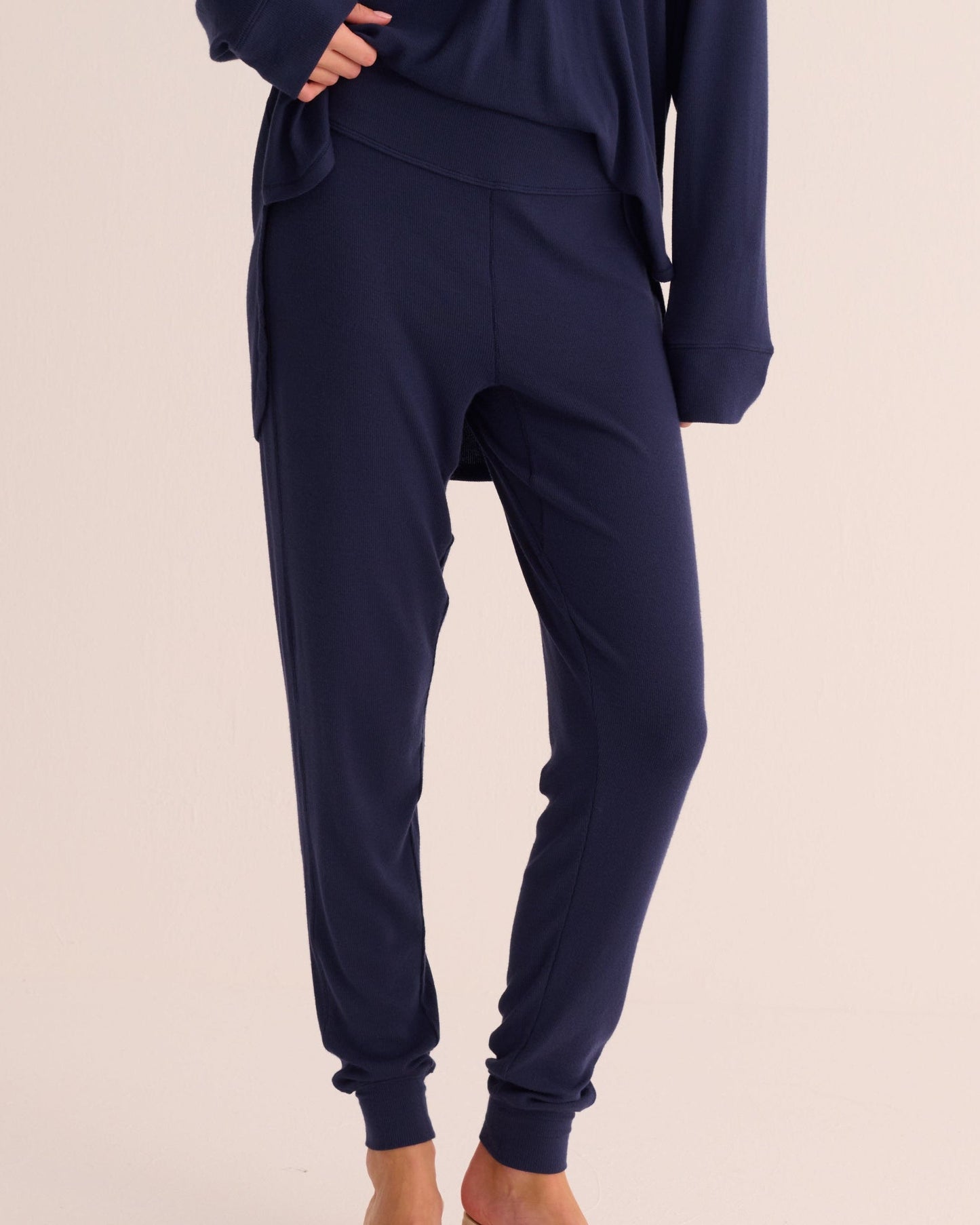 Navy Ribbed Modal Hero Shirt and Cuffed Leggings Set