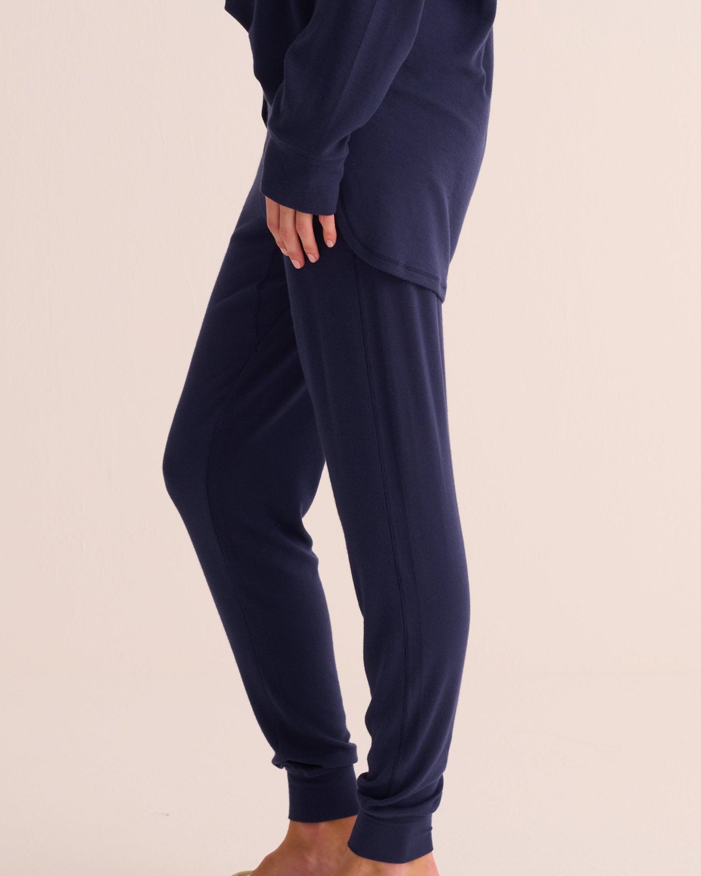 Navy Ribbed Modal Hero Shirt and Cuffed Leggings Set