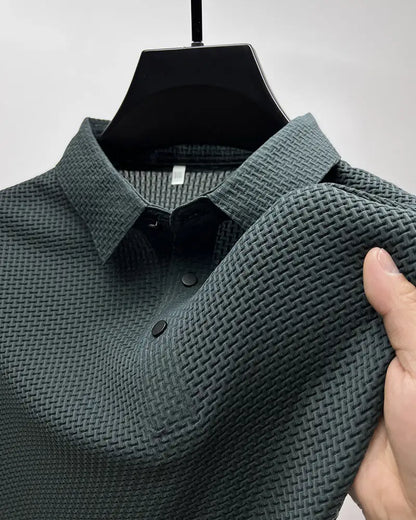 Men's AirElegance Polo Tee by Dazzling Dreams Studio, styled for a polished business look, perfect for modern professionals.