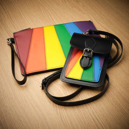Elegant Handmade Leather Mobile Phone Pouch with Adjustable Crossbody Strap in luxurious colour options, crafted by Zatchels. Perfectly sized at 14x22cm for mobile phones and essentials, showcasing the blend of sophistication and practicality.