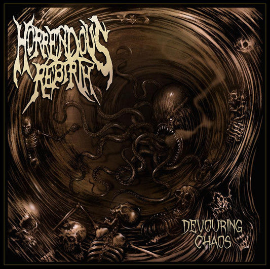 Horrendous Rebirth - Devouring Chaos CD cover featuring dark and intense artwork by Rancid Offal Records, representing the genre of Death Metal, from the renowned label Rotten Music.