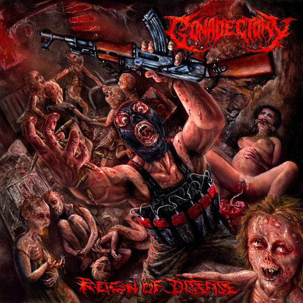 Official album cover of 'Reign of Disease' by Gonadectomy, an esteemed release from Rancid Offal Records, showcasing a striking design that embodies the essence of Death Metal music.