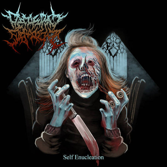 Decrepit Depravity's Self Enucleation CD cover art, showcasing the dark and intense style of this Death Metal album released by Rancid Offal Records, perfect for collectors and fans of the genre.