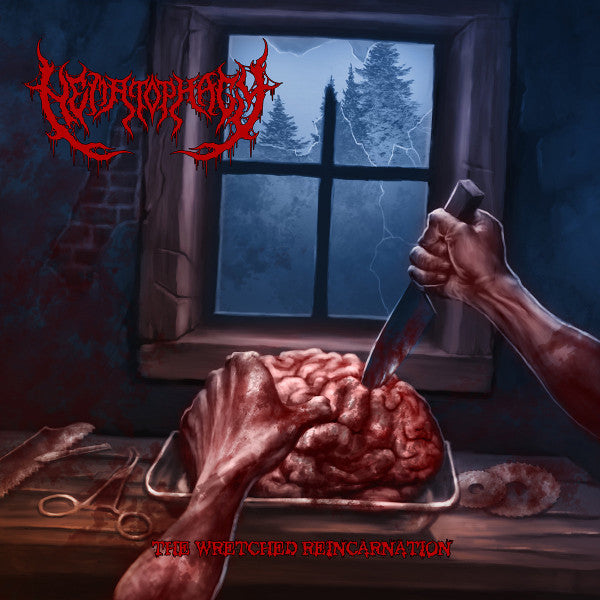 Hematophagy - Wretched Reincarnation CD album cover by Rancid Offal Records, featuring striking death metal artwork that exemplifies the genre's intensity and brutality.