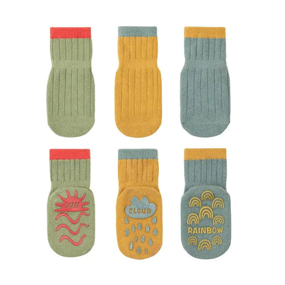 Chic Women's Girls Non-Slip Safety Winter warmer Grippy Socks featuring a mix of earthy tones and fun graphics, perfect for a luxurious winter experience with non-slip features.