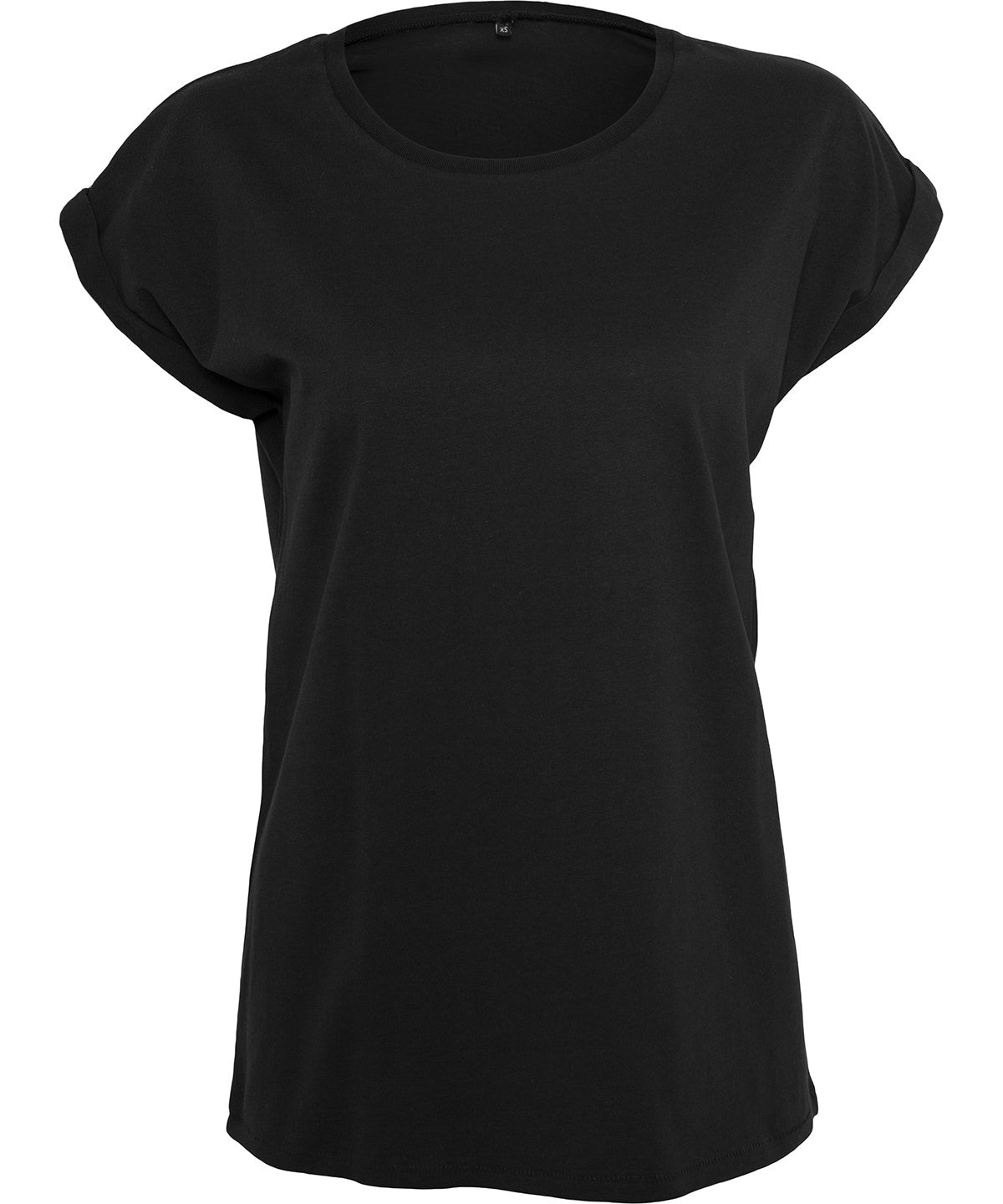 Luxury organic cotton extended shoulder t-shirt for women in elegant styling, showcasing its soft, breathable fabric and chic design.