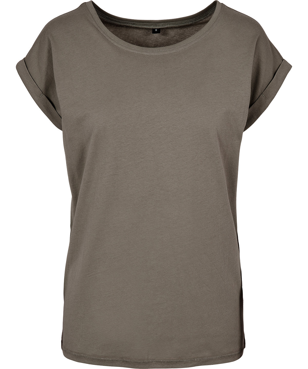 Luxury women's casual wear: extended shoulder t-shirt crafted from breathable organic cotton, ideal for everyday wear.