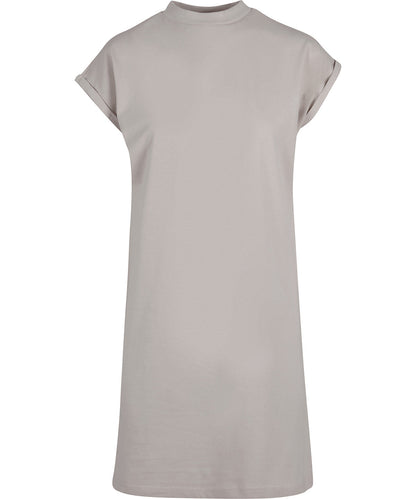 Close-up view of the soft, breathable fabric of the organic cotton t-shirt dress, highlighting its luxurious texture and effortless chic appeal.