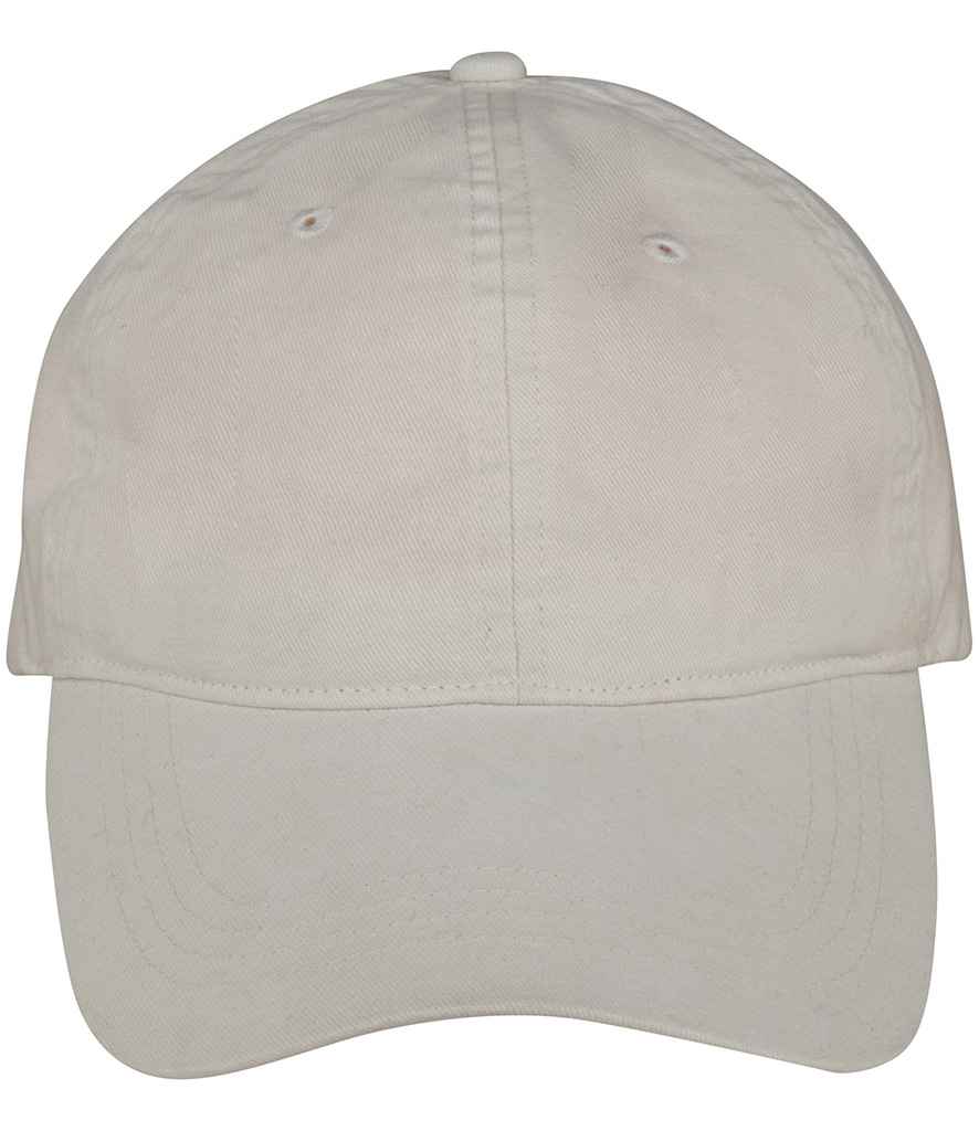 Elegant side view of the unique 6 panel design of the luxury organic cotton faded cap, perfect for stylish casual wear.
