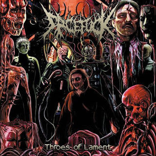 Facefuck - Throes of Lament CD cover art, an officially licensed premium release by Rancid Offal Records, showcasing vibrant artwork that embodies the essence of Death Metal music.
