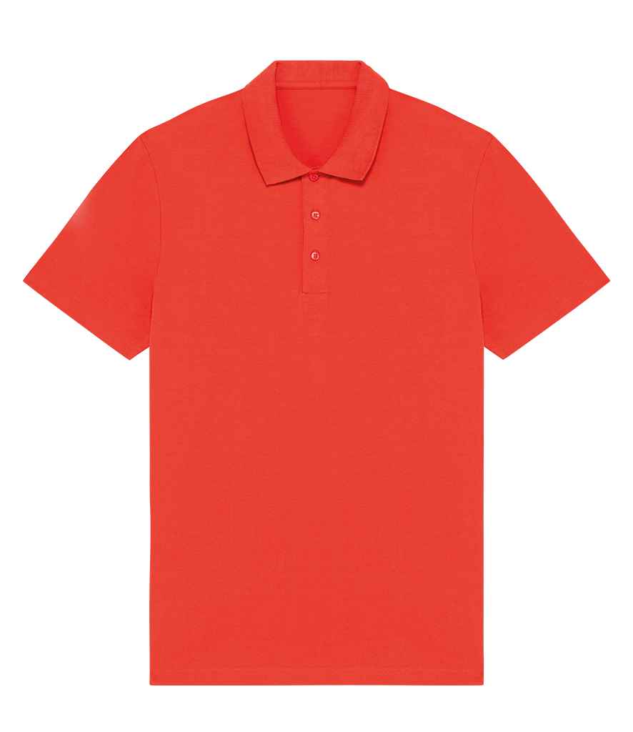 Luxury organic cotton jersey polo shirt for men, enzyme-washed, showcasing the straight fit design.