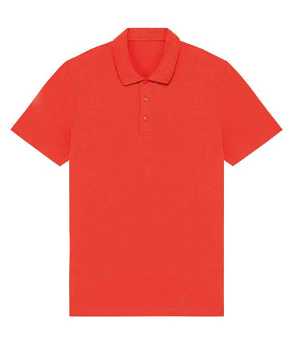 Luxury organic cotton jersey polo shirt for men, enzyme-washed, showcasing the straight fit design.