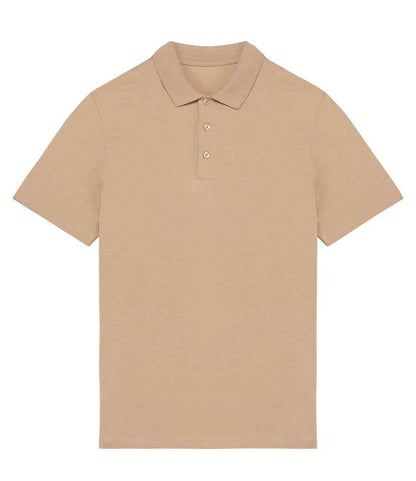 Close-up of the soft texture of the enzyme-washed organic cotton fabric used in the men's luxury polo shirt.