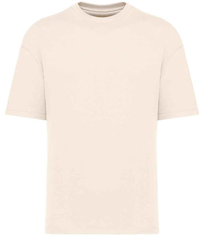 Close-up of the soft enzyme-washed finish on the organic oversized French terry t-shirt, highlighting its premium feel and sustainable fabric.