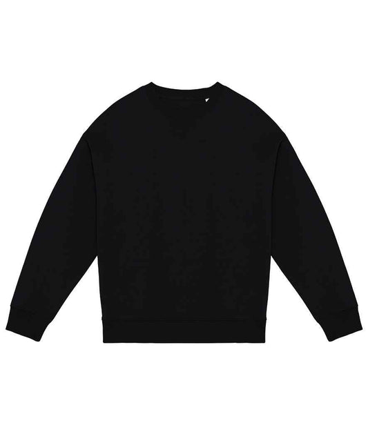 Close-up detail of the brushed 3-ply fleece texture of an eco-friendly oversized unisex sweatshirt by Earth Wardrobe, featuring premium organic cotton and recycled polyester.