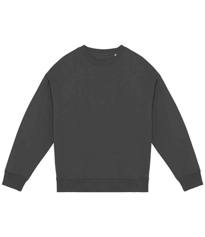 Luxurious organic oversized unisex sweatshirt crafted from low shrinkage fleece, featuring a refined brushed texture and eco-friendly design.