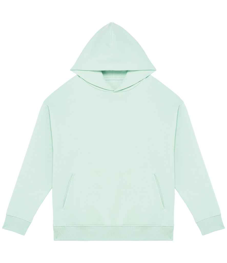 Luxurious organic cotton unisex oversized drop shoulder hoodie in a serene colour, showcasing eco-friendly elegance and comfort with a relaxed fit.