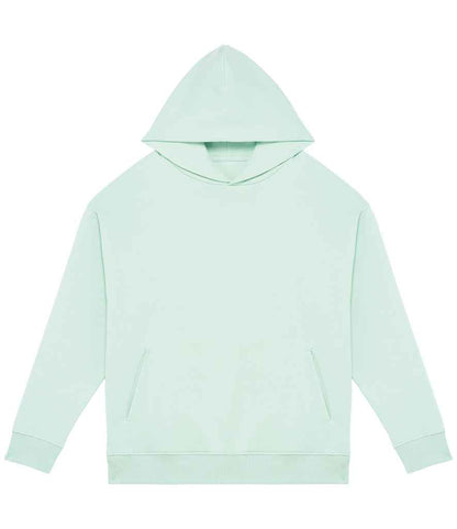 Luxurious organic cotton unisex oversized drop shoulder hoodie in a serene colour, showcasing eco-friendly elegance and comfort with a relaxed fit.