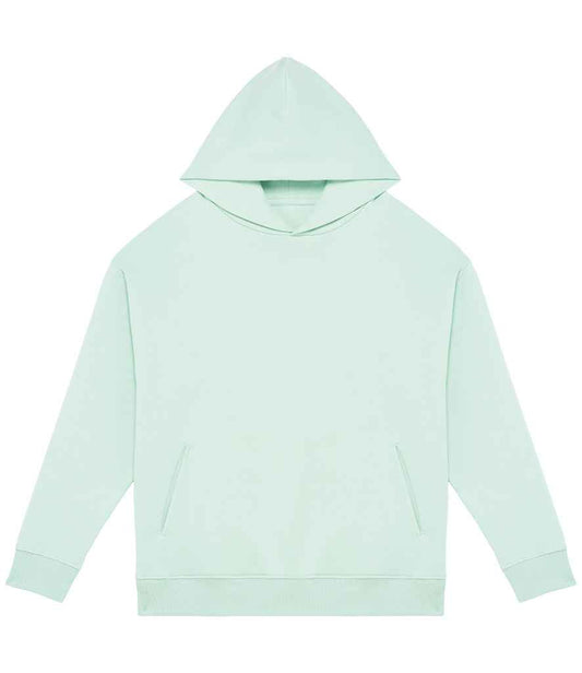 Luxurious organic cotton unisex oversized drop shoulder hoodie in a serene colour, showcasing eco-friendly elegance and comfort with a relaxed fit.