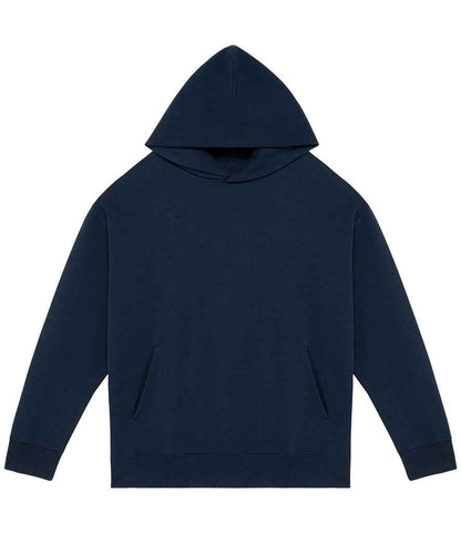Close-up of an eco-friendly oversized drop shoulder hoodie made from 85% organic cotton and 15% recycled polyester, epitomising sustainable luxury.