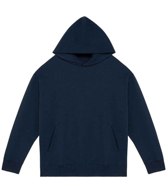 Close-up of an eco-friendly oversized drop shoulder hoodie made from 85% organic cotton and 15% recycled polyester, epitomising sustainable luxury.
