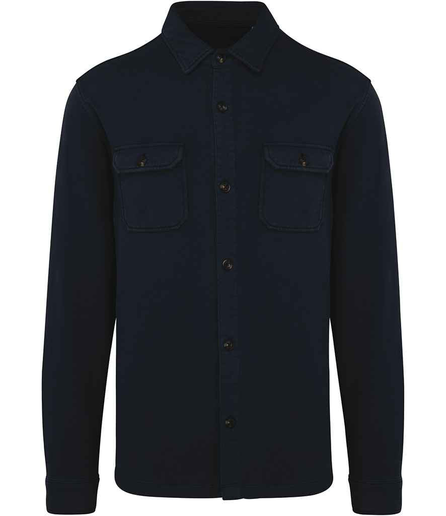Luxurious organic cotton faded overshirt for men, showcasing vintage-inspired design and soft texture.