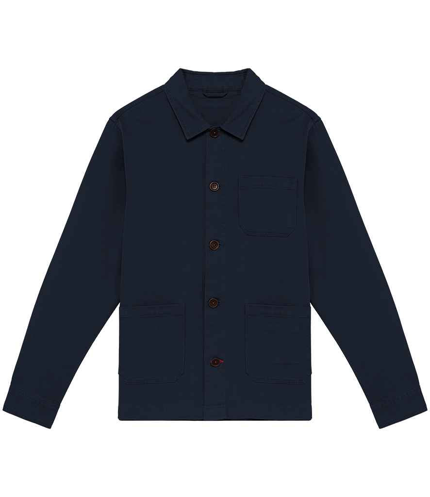 Back view of a luxury organic cotton and linen jacket, featuring a relaxed silhouette and eco-friendly design elements.