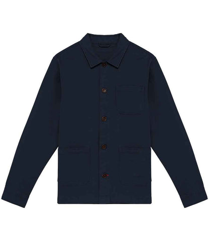 Back view of a luxury organic cotton and linen jacket, featuring a relaxed silhouette and eco-friendly design elements.