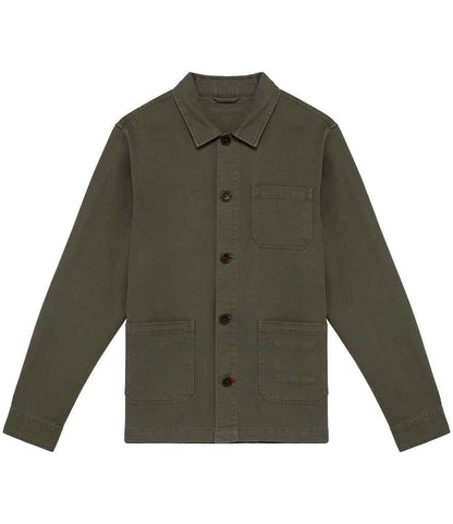 Luxury organic cotton and linen jacket in faded wash, featuring a stylish regular fit and sustainable recycled buttons, perfect for eco-conscious fashion enthusiasts.