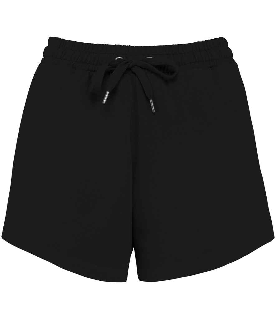 Stylish view of womens organic cotton French terry shorts with a relaxed fit, ideal for eco-conscious luxury lounging and casual outings.